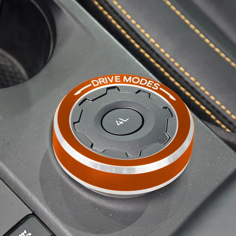 HDUFC for Ford 2024 2025 Ranger, air Conditioning, Volume Control, Push-Button Start, 4WD and Headlight switches, 7 Pieces of Aluminum Alloy knob Cover Decoration (Orange) - Image 4